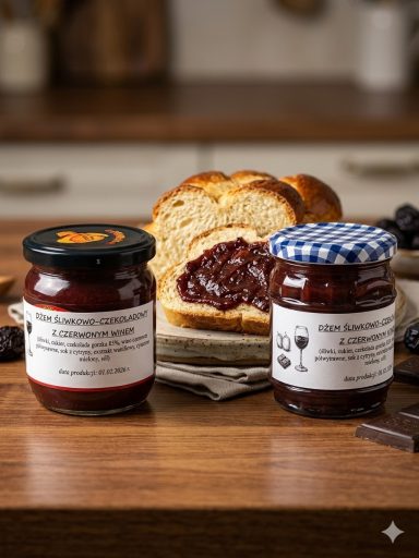 dżem śliwkowo-czekoladowy z czerwonym winem