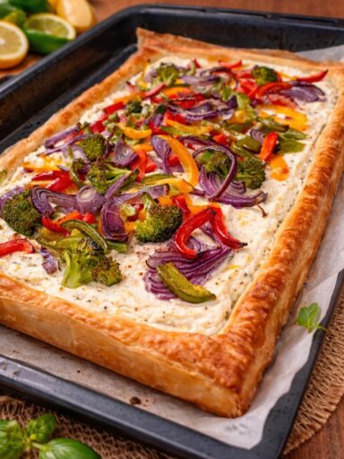 Tarta na cieście francuskim z ricottą i świeżymi warzywami