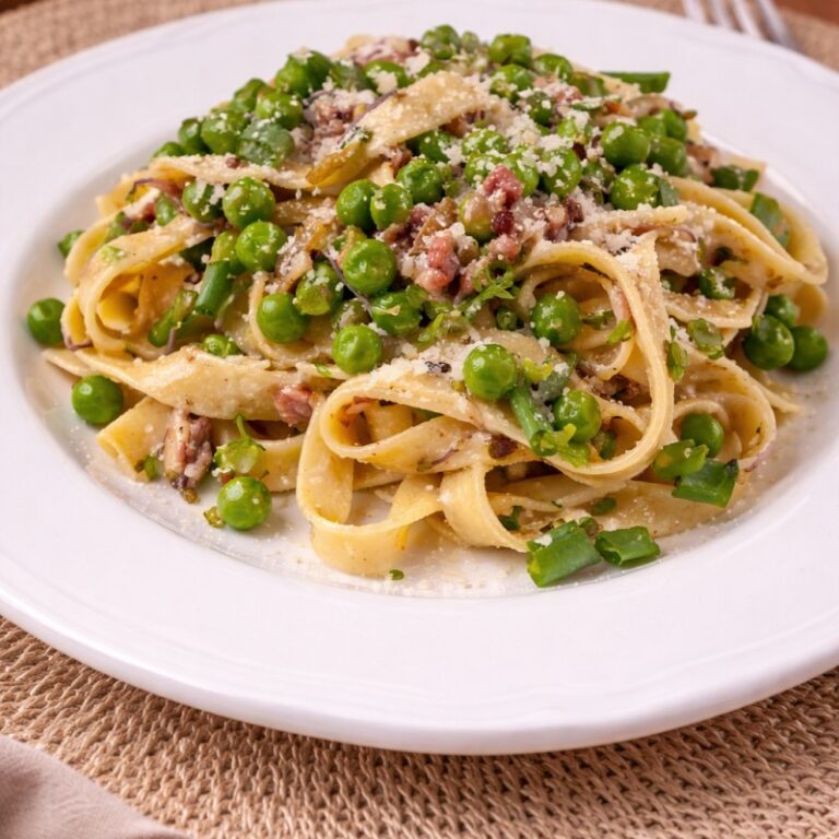 Wiosenna carbonara z groszkiem