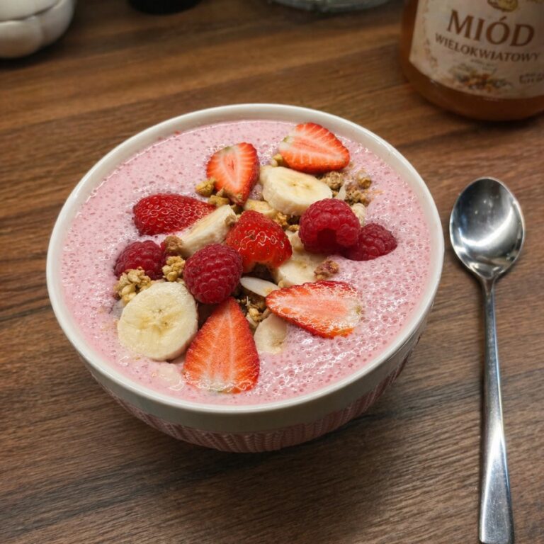 Smoothie truskawkowo-malinowe z miodem