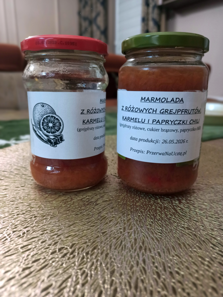 Marmolada z różowych grejpfrutów, karmelu i papryczki chili